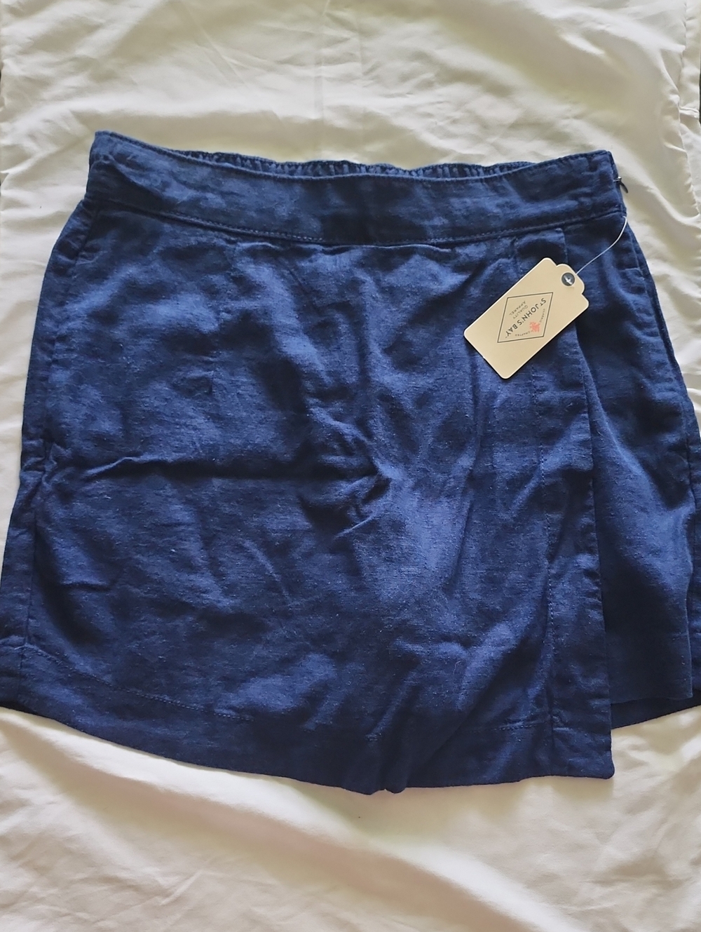 St John's Bay Navy Blue Linen Blend Wrap Skort NWT Size 4